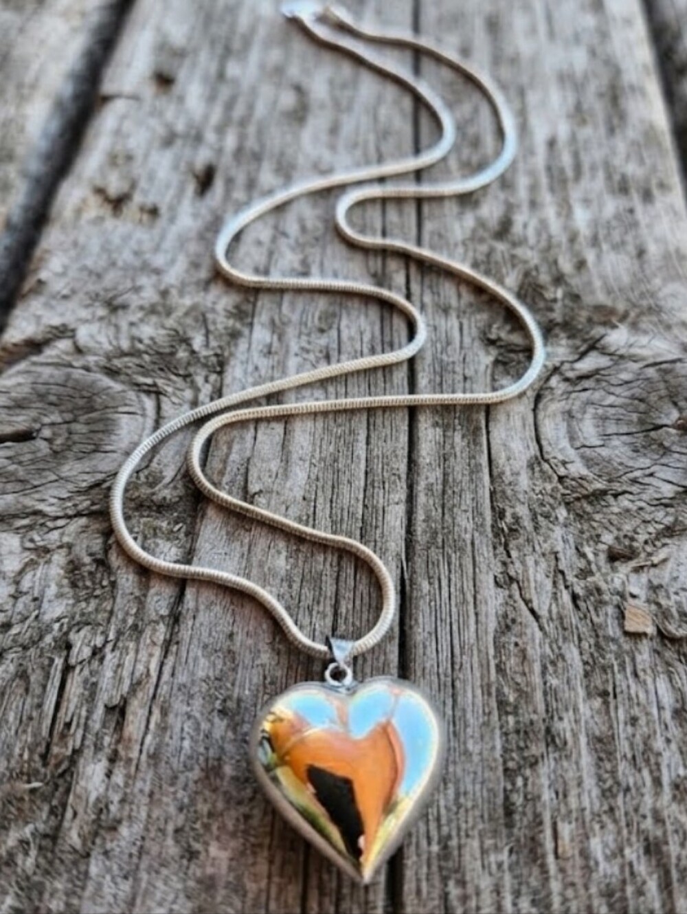 Sterling Silver Long HEART necklace